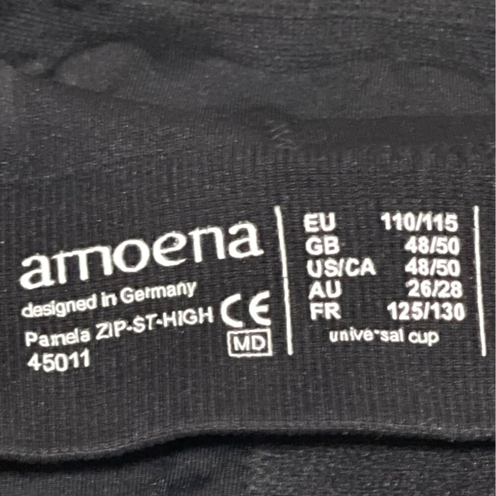 Surgical Breast Compression Bra Black Front-Zip Amoena Pockets Adjustable Straps - Picture 4 of 14